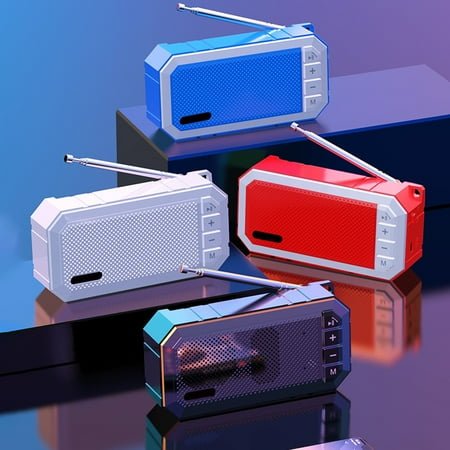 Jacenvly Bluetooth Audio Transmitter Wireless Bluetooth Audio Ultra Long Standby Subwoofer Old New Radio With Songs Large Volume Plug-In Card Portable Stereo Red