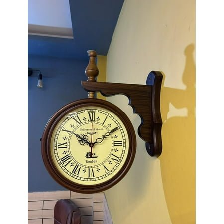 Jefferson & Smith Vintage Wooden Wall Clock with Pendulum – Antique Victorian Style, Silent Quartz Movement, Roman Numerals, Decorative Home & Office Clock
