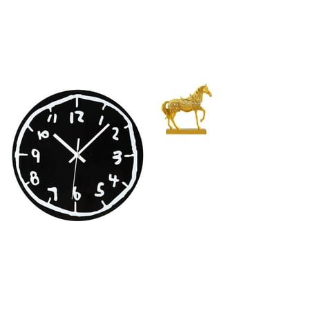 jicheng Modern Minimalist Acrylic Wall Clock with Artistic Horse Figurine Sculpture Silent Decorative Timepiece for Kitchen Office Dining Room Home Decor