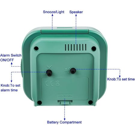 JINYUN-4.5 Vintage Retro Analog Alarm Clock, Super Silent Non Ticking Clock with Manual Light, Snooze, Battery Operated, Simply Design, for Living Room, Bedroom, Bedside, Desk(Green)