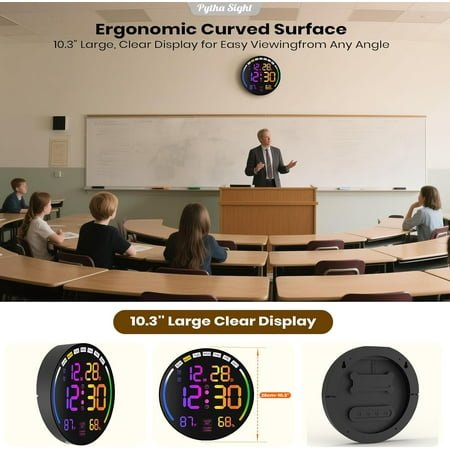 JINYUN-Large Digital Wall Clock with 10.3 LED Display,Alarm,Countdown Timer,DST,Temperature,Humidity,Auto-Dimming,Remote Control,Night Light for Classroom,Bedroom,Living Room,Office,Gym