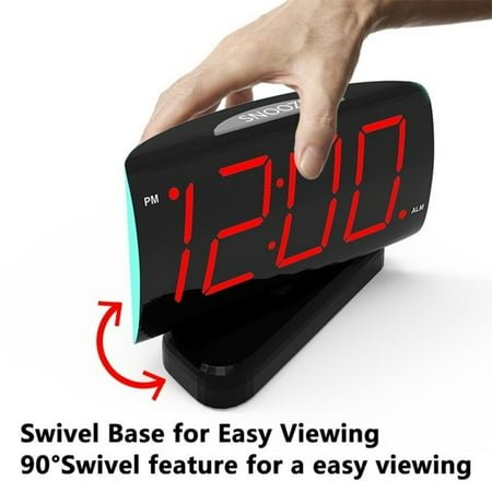 Jombo 1.8-Inch LED Digital with 90รยฐ Rotation - Red Display Screen, Adjustable Angle, Modern Desk Alarm Clock