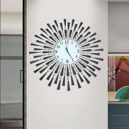 JOMCYDM Black Wall Clock Wrought Iron Quartz Clock Wall Mounted Silent Timer for Living Room,Office,Hotel