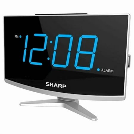 Jumbo LED Curved Display Alarm Clock USB Charging Port, High/Low Brightness Volume Controls