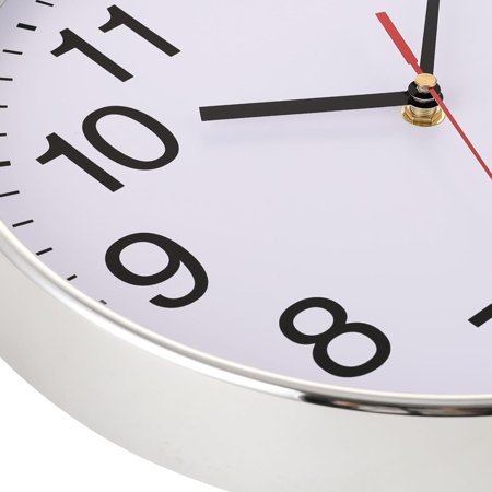 JUNCHI-Extra Large Wall Clock - 16 Non Ticking Silent Quartz Black Wall Clocks - Simple Design Wall Clocks for Living Room Decor, Battery Operated, Chrome