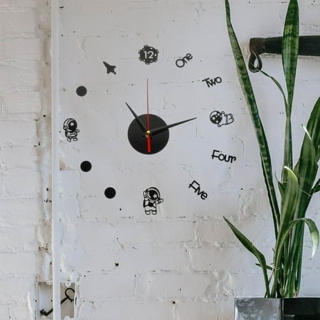 KALLORY Novelty Clock Black Acrylic 1 Set Modern Art Atmosphere Mute Timekeeping Clock