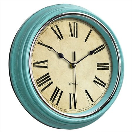 KCAHPAN Battery Operated Wall Clock 12in Vintage Wall Clocks Retro Quiet Non Ticking