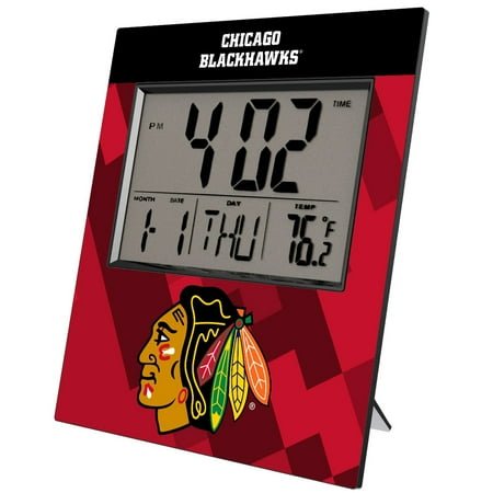 Keyscaper Chicago Blackhawks Color Block Digital Desk Clock