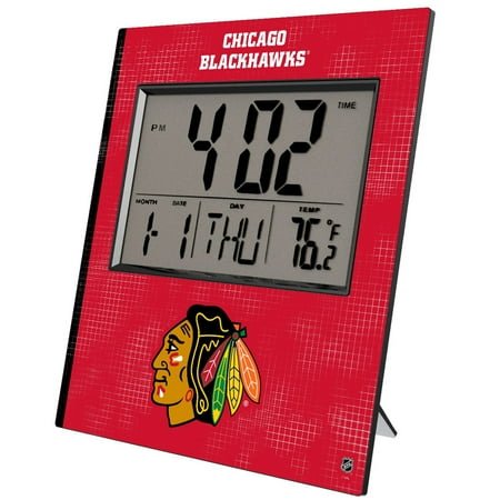 Keyscaper Chicago Blackhawks Cross Hatch Digital Desk Clock