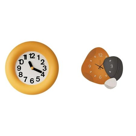 Kuntesetty Contemporary Silent Analog Wall Clock Decorative Art Wood Hanging Round Mount for Kitchen Dining Bedroom Bathroom Restaurant Home Gift Ornament