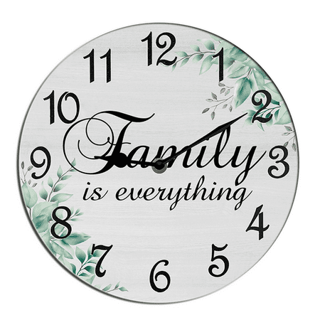 Kurmntregon Inspirational Wall Clock Family Motivational Sayings Quote Family Is Everything Silent Non Ticking Decorative Clock Battery Operated Home Office Living Room Decor Shop Hotel Round 10