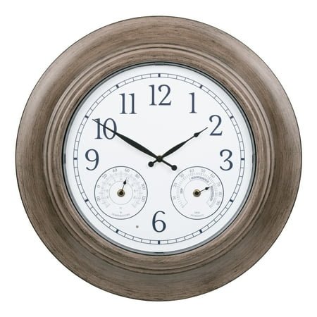 La Crosse Clock 21 inch Indoor/Outdoor Leaf Lighted Dial Quartz Analog Wall Clock with Temp & Humidity, 435-3256