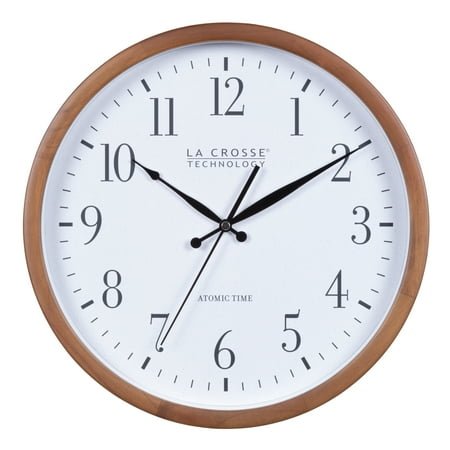 La Crosse Technology 12.8-Inch Walnut Atomic Analog Wall Clock, 404-50447-INT