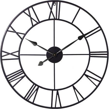 Large 30 Inch Wall Clocks for Modern Living Room Decor,Black Metal Roman Numeral Wall Clock Decorative for Dinning Room,Home Office