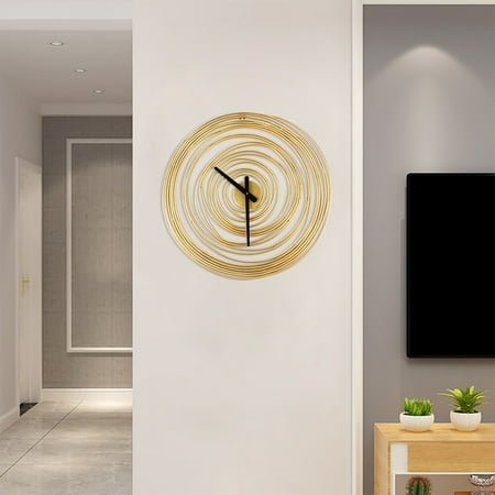 Large Metal Wall Mount Clock Modern Office Home Shop Art Decor Silent Movement
