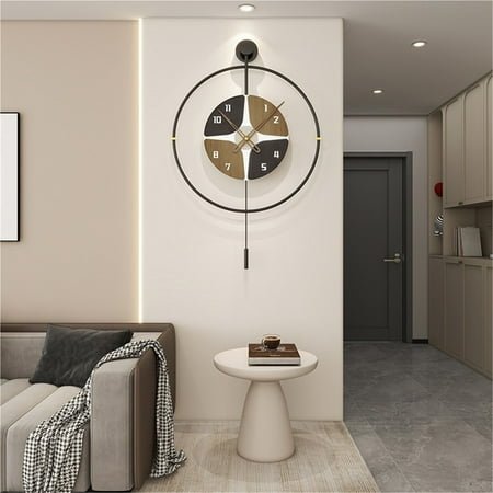Large Modern Wall Clock,Wall Clocks for Living Room Decor,Classical Silent Metal Minimalist,Pendulum Wall Clock With for Office,Dining Room