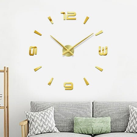LEORX Silent Non-Ticking Wall Clock Golden Frameless for Living Room Decor 1Set