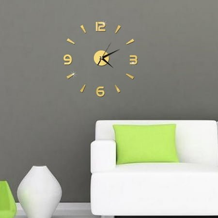 LOLIPPYY 3D Roman Mirror Wall Clock Acrylic Decoration for Time Keeping on Smooth Surfaces 12 Inch