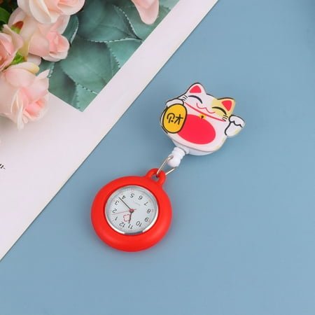 LOLIPPYY Nurse Pocket Watch Red Hanging Watch with Clear Numbers Durable Material