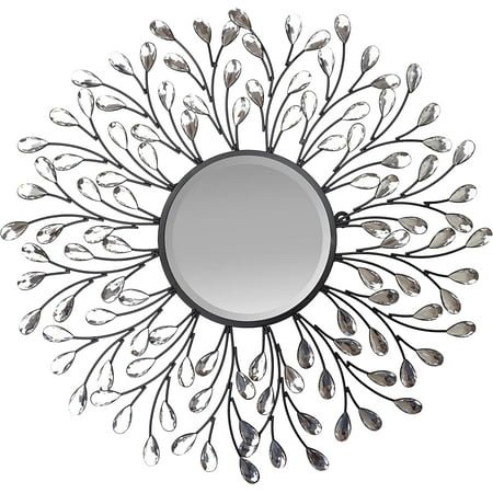 Lulu Decor, Decorative Crystal Metal Vine Wall Mirror, 24 Beveled Wall Mounted Mirror (L72MC)