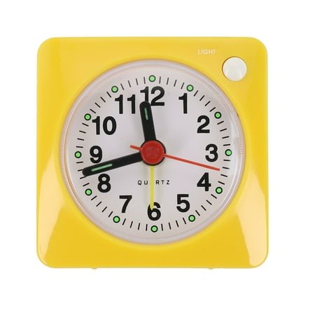 Luolandi Daily Alarm Bedside Table Luggage Or Backpack LED Desk Clock Mini Alarm Clock Silent Quartz Movement Built-in Light Yellow