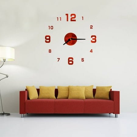 Masteelf Red Acrylic Wall Clock Modern Office Home Decor 40x40x0.1cm Silent Quartz Movement