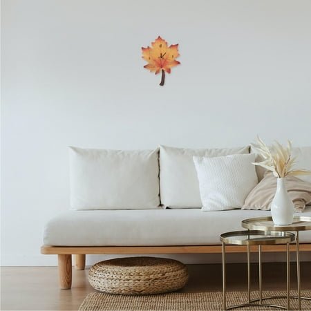 Masteelf Retro Maple Leaf Kitchen Wall Clock, Yellow, 33x22.5cm, Decorative Home Wall Art for Living Room
