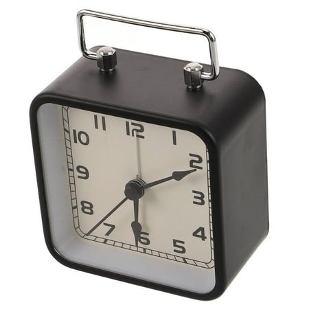 Milisten Black Metal Analog Alarm Clock with Silent Operation and Elegant Design for Home Use 4.5 Inches