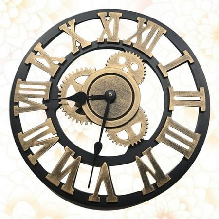 Minkissy Gear Shape Silent Wall Clock for Living Room Roman Numerals Decor Multi 1Pack