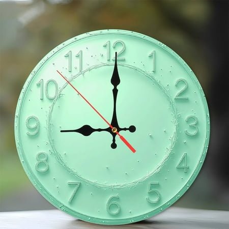 Mint Green Wall Clock Modern Home Decor 10-Inch Silent Wooden Wall Clock, Battery Operated (AA Batteries Not Included), Artistic Home Decor