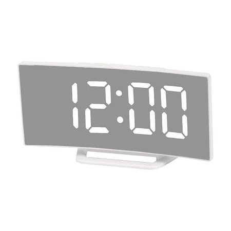 Mirror Digital Alarm Clock With Voice Announcement, Electronic Display And Plastic Base For Student Desk, Bedroom And Office Use 6X4X2In 0.7Lb