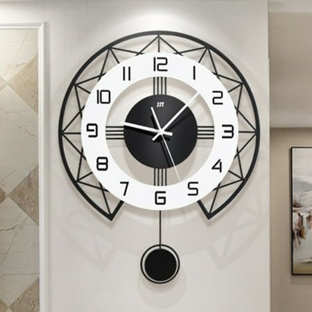 Modern Decorative Pendulum Wall Clock, Without Tick Noises, large creativity decorative wall clocks, Modern Minimalist Pendulum Clock for Bedroom Office Kitchen