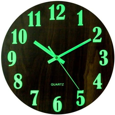 Modern Glow in The Dark Wall Clock,Non-Ticking Silent Movement Night Light Clock, Decorative for Home Living Room Office