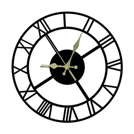 Modern Oversized Metal Wall Clock with Arabic Roman Numerals, Operated for Home Office Decor Minimalist