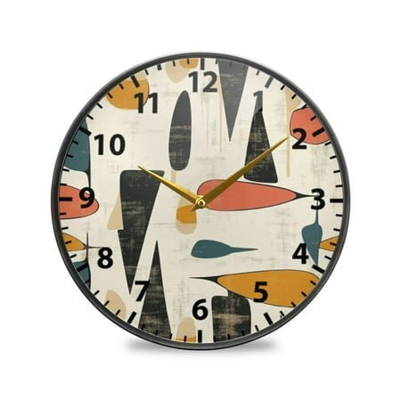 Modern Sketch Wall Clock Modern Decor Acrylic Clock Golden Hands 9.5in