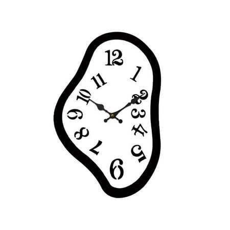 Modern Surreal Wall Clock with Unique Irregular Frame and Artistic Distorted Face Unique Wall Clocks for Home Office Decor Display as show