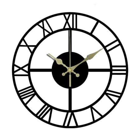 MOMOJIA 12inch Quiet Metal Wall Clock With Oversized Arabic Roman Numerals Modern Design For Living Room Office Home Decors