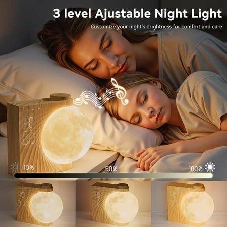 MY Sunrise Alarm Clock for Heavy Sleepers, Night Lamp Clock with Moon Light, 10 Light Effects, 30/60/90 Min Timer, 10 Sleep Sounds, 15 Ringtones, 12 Volume Levels & Snooze Function