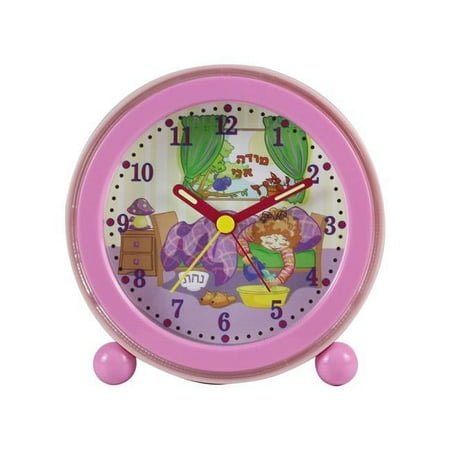Nachas Family 58393 4.5 x 4.5 x 1.75 in. Modeh Ani Singing Alarm Clock, Girl Pink - 6 per Pack