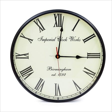 Nagina International 16 MDF Circular Wall Clock with Big Display Roman Numeral Dial & Fonts | Wall Hanging Decor Accessories | Gifts Ideas for House Warming (Green Dial)