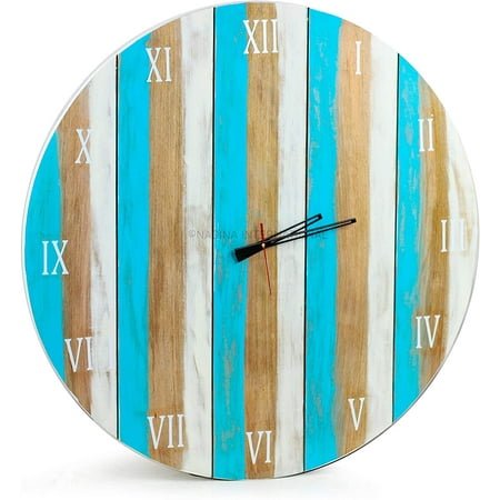 Nagina International Huge Wall Clock | Hall Decor Time Piece | Antique Weathered Finish | Natural Wood Crafted Decor (18 Inches)