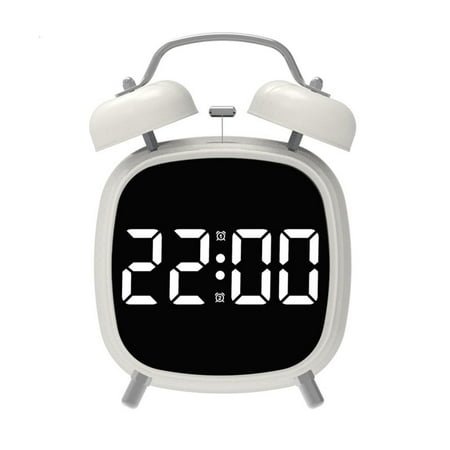 Necvior Vintaged Digital Alarm Clock Twin Bells Loud Alarm Desk Clocks with Adjustment Light Dimmable Display