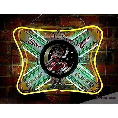 Neon Signs for Wall Decor 16x20inch Millers High Life Girl Sign Acrylic Beer Pub Bar Handmade Light Neon Led Tubing16x20inch