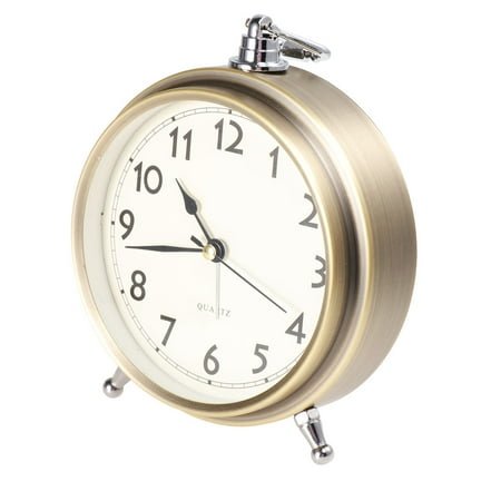 NIAIZEK Classic Round Metal Tabletop Alarm Clock for Bedroom Silent Feature