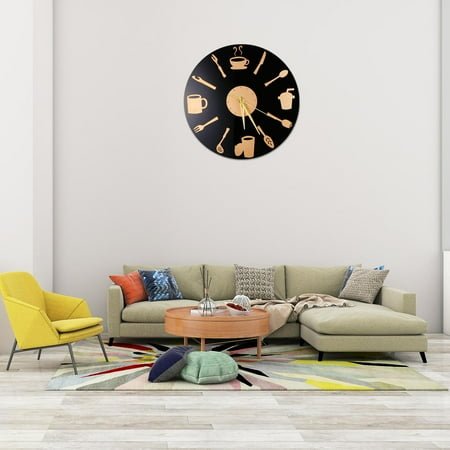 Niceauty unique clock Square Black Silent Movement for Bedroom 1Set