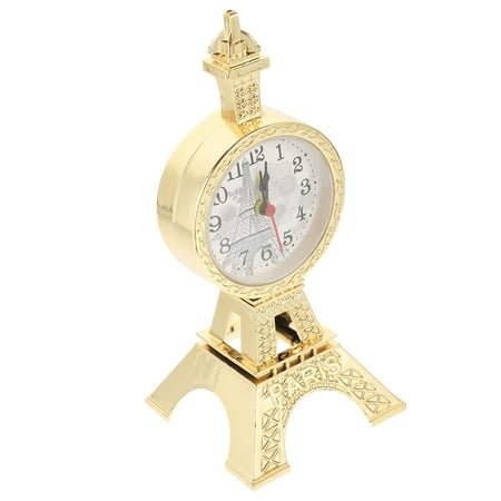 NIYANGLE 1Set Golden Eiffel Tower Shape Tabletop Clock For Homeowners Bedroom Timekeeping