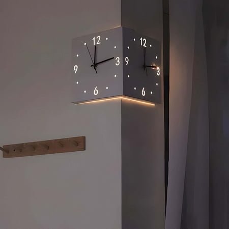 Nordic Modern Square Wall Clock, Sleek Glass Corner Clock for Office & Home Decor, Contemporary Stylish Timepiece