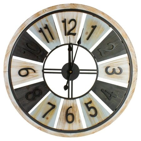 Northlight 28 Multi-Tonal Whitewashed Round Wall Clock