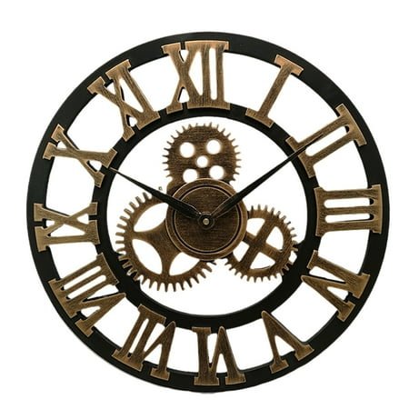 OFFIGAM Golden Industrial Gear Wall Clock, Creative Chic Hanging Decor for Home, Office, Living Room Decoration