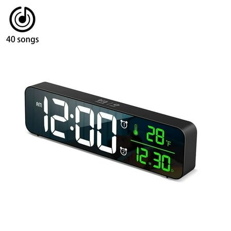 Onekawa 10.4 Digital Alarm Clock - Adjustable Brightness, Large LED Display, Dual Alarms, Temperature Sensor, 12/24 Hour Format & Snooze - Plug-in Bedside Clock for Bedroom & Nightstand Use